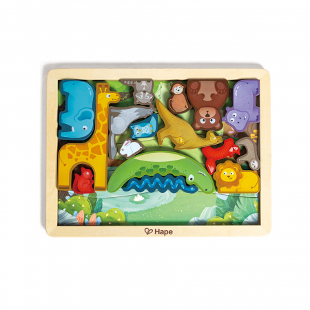 Jucarii copii si bebe - Puzzle din lemn - Regatul animalelor