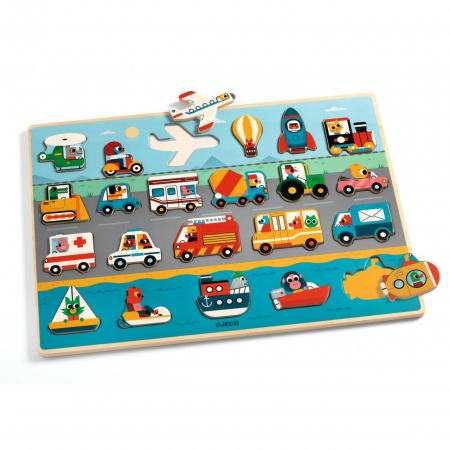 Puzzle din lemn Vroom-vroom, Djeco [4]