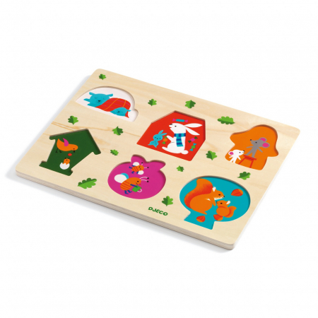 Puzzle din lemn Casute cu surprize, Djeco [1]