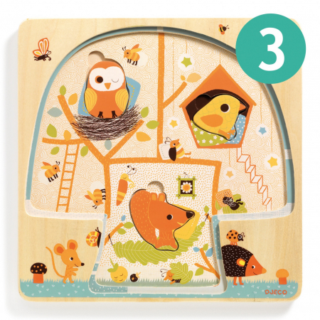 Puzzle din lemn Copacul, Djeco [3]