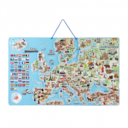 Jucarii magnetice - Puzzle si joc 3 in 1 - Harta magnetica a Europei, en