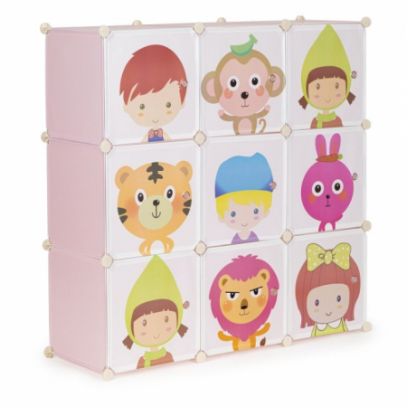 Mobilier pentru copii - Raft modular cu 9 compartimente pentru camera copilului Ecotoys 09E
