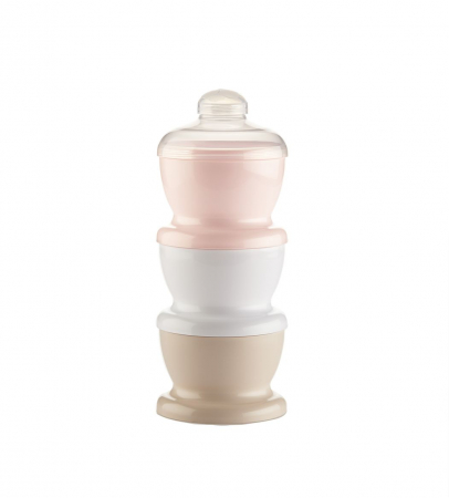 Pentru Bebe - Recipient 3 compartimente lapte praf/ mancarica- Powder Pink