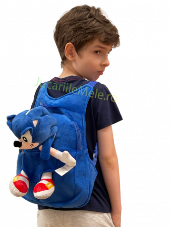 Reduceri - Idei de cadouri! - Rucsac din plus de tip ghiozdanel pentru copii Albastru Ariciul Sonic