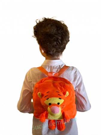 Rucsac din plus de tip ghiozdanel pentru copii cu Tigru - Portocaliu [3]