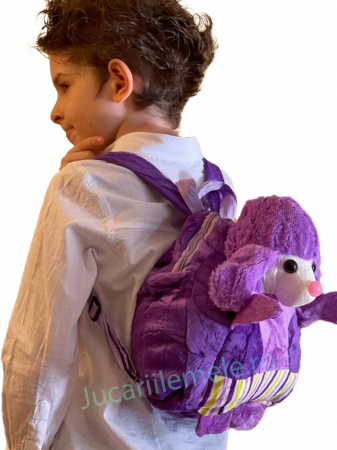 Rucsac din plus de tip ghiozdanel pentru copii Mov cu Poodle [3]