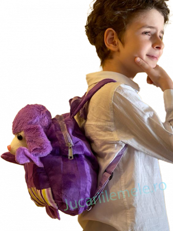 Rucsac din plus de tip ghiozdanel pentru copii Mov cu Poodle [1]