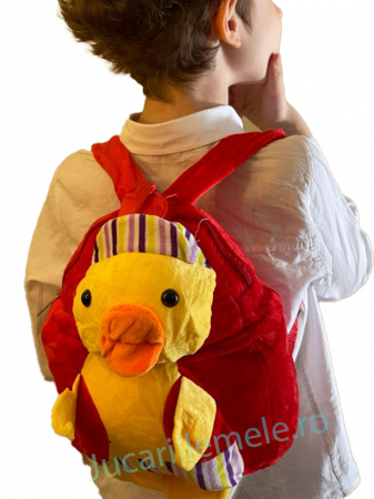 Rucsac din plus de tip ghiozdanel pentru copii Rosu cu Rata [3]