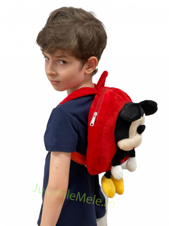 Rucsac din plus de tip ghiozdanel pentru copii Rosu Mickey Mouse [2]