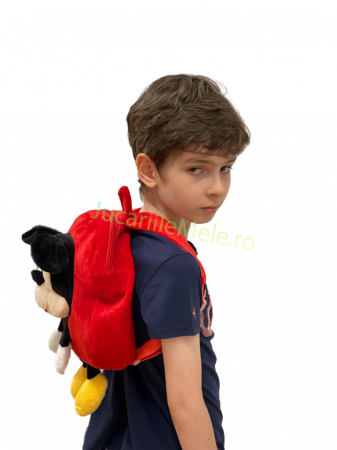 Rucsac din plus de tip ghiozdanel pentru copii Rosu Mickey Mouse [3]