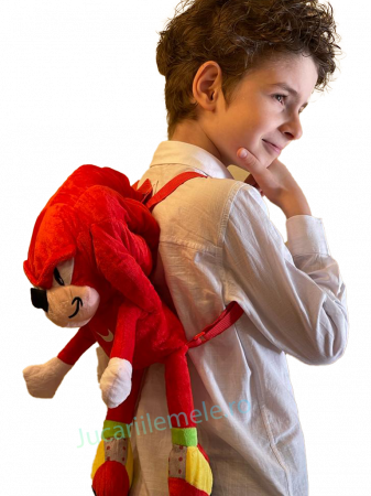 Rucsac din plus de tip ghiozdanel pentru copii Rosu Knuckles the Echidna [3]
