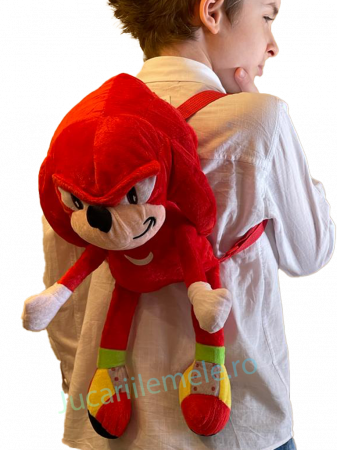 Articole pentru scoala si gradinita - Rucsac din plus de tip ghiozdanel pentru copii Rosu Knuckles the Echidna
