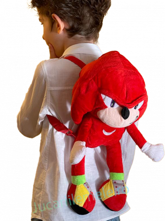 Rucsac din plus de tip ghiozdanel pentru copii Rosu Knuckles the Echidna [2]