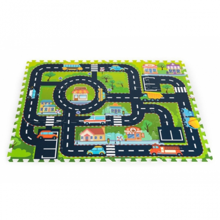 Jocuri si jucarii educative pentru bebe - Salteluta de joaca tip puzzle, 12 elemente, iPlay 0121 - City