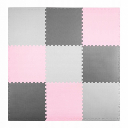 Camera copilului - Salteluta de joaca tip puzzle 180 X 180 cm Ricokids 7498 - Roz - Gri