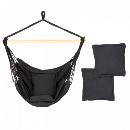 Jucarii de exterior - Scaun brazilian, tip hamac, cu 2 perne ModernHome GW-917 - Negru