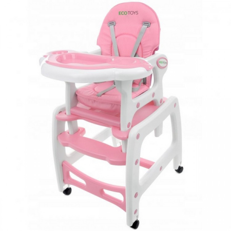 Scaune de masa bebe - Scaun de masa 3 in 1 Ecotoys HC-223 Roz