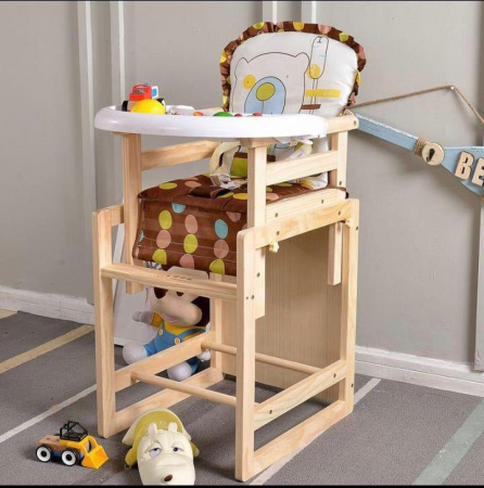 Scaune de masa bebe - Scaun de Masa bebelusi 2 in 1 din Lemn - Ursulet