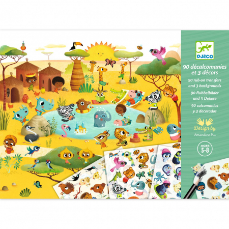 Jucarii si jocuri interactive pentru  copii - Joc creativ cu abtibilduri Savana, desert si Polul Nord, Djeco