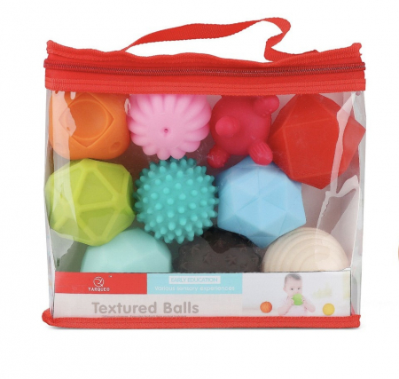 Bebe 9 luni+ - Set 10 Mingi Senzoriale, din Silicon, cu Texturi Diferite