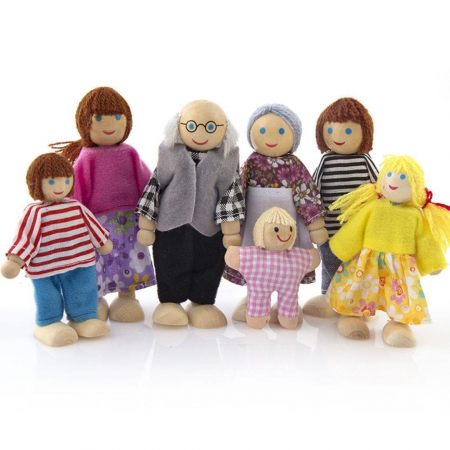 Jucarii Montessori - Set 6 figurine din lemn, Familia mea