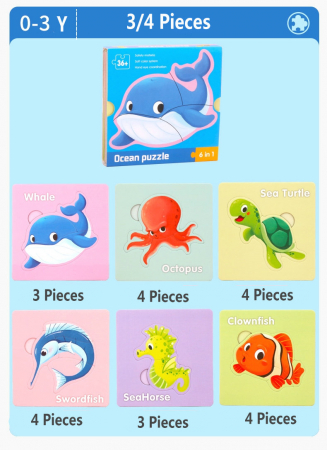 Set 6 puzzle-uri din lemn cu diverse modele [0]
