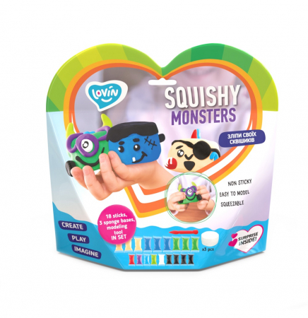 Jucarii copii si bebe - Set Air Clay pentru modelaj Lovin - 18 culori - Squishy Monsters