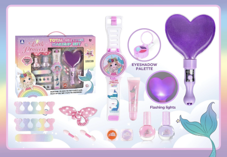 Jucarii fete - Set Complet de Machiaj pentru Printese, Ochi, Buze si Unghii