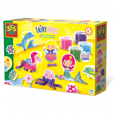Pictura, modelaj si accesorii - Set copii cu plastilina termocromatica si personaje de basm