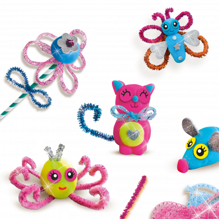 Set copii de creat animale din plastilina cu accesorii si sclipici [2]