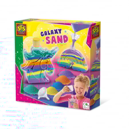 Pictura, modelaj si accesorii - Set creativ copii - Sticle de arta cu nisip Galaxy unicorn si curcubeu