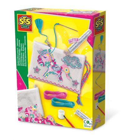 Copii 3 ani+ - Set creativ DIY copii- Geanta brodata cu unicorn si accesorii
