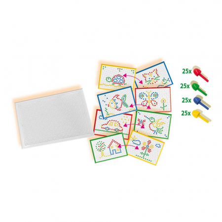 Set creativ mozaic - Tabla de jucarie mozaic cu pini colorati [3]