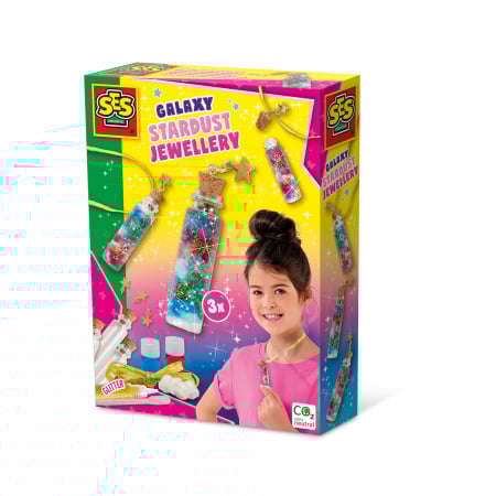 Pictura, modelaj si accesorii - Set creativ pentru copii - Bijuterii Galaxy praf de stele