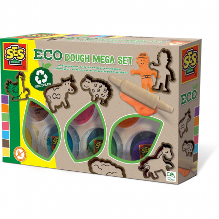 Jucarii copii si bebe - Set creativ - Plastilina eco cu unelte din lemn, set mare