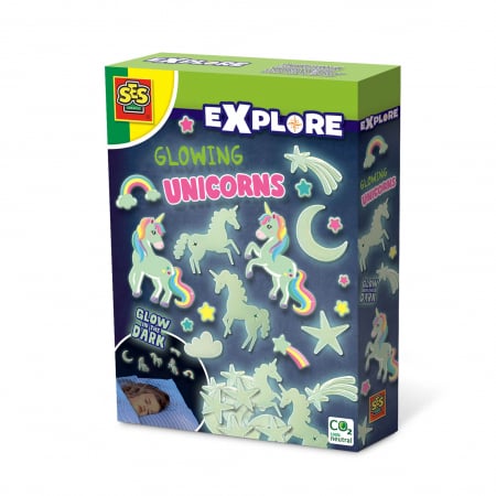 Jucarii si jocuri interactive pentru  copii - Set autocolante fosforescente cu unicorni pentru copii
