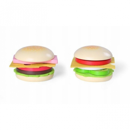 Jucarii copii si bebe - Set de 2 burgeri din lemn Ecotoys 4220