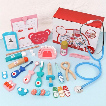 Jucarii din lemn - Set de lemn, Trusa doctor stomatolog