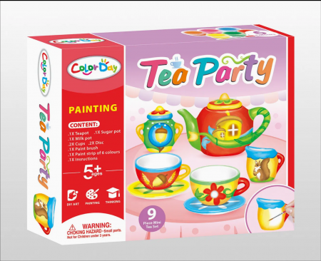 Pictura, modelaj si accesorii - Set de Pictat pe Ceramica, Set de Servit Ceai, 9 piese
