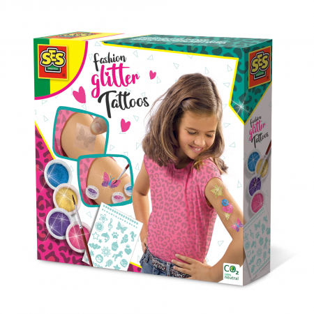 Copii 3 ani+ - Set de tatuaje pentru copii - Personalizare in culori cu sclipici