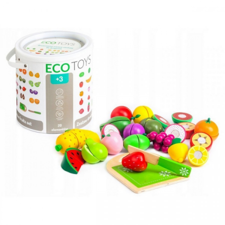 Jucarii copii si bebe - Set fructe din lemn Ecotoys 20 buc