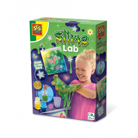 Jucarii copii si bebe - Laborator de slime fosforescent cu sclipici si forme pentru copii
