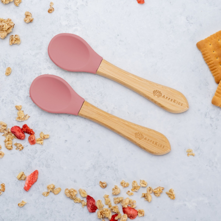 Pentru Bebe - Set Lingurite din bambus, AppeKids - Old Rose