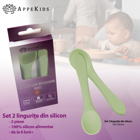 Set Lingurite din silicon, AppeKids - Raw Green [1]