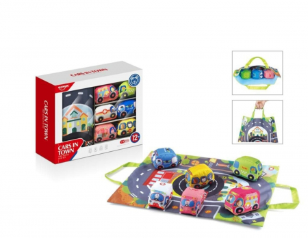 Masinute - Set masinute de plus pentru bebelusi - jucarii moi si adorabile pentru dezvoltarea lor