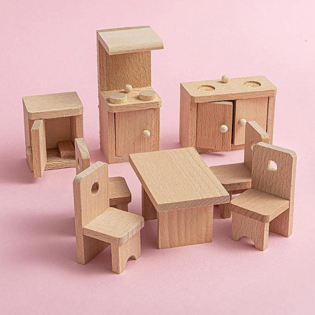 Jucarii de Rol - Set Mobilier din Lemn pentru Papusi, diverse modele