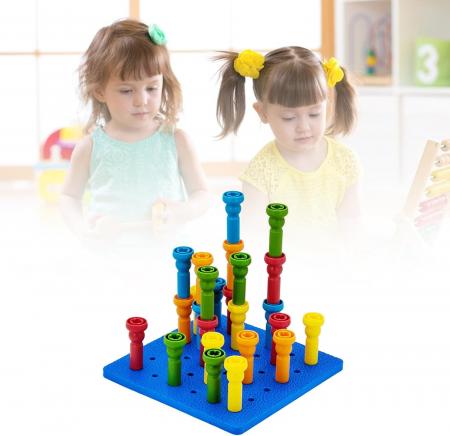 Copii 3 ani+ - Set Montessori de Constructie si Stivuire, 25 de Piese