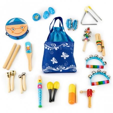 Jucarii copii si bebe - Set muzical din lemn cu 16 instrumente Ecotoys MK0700401