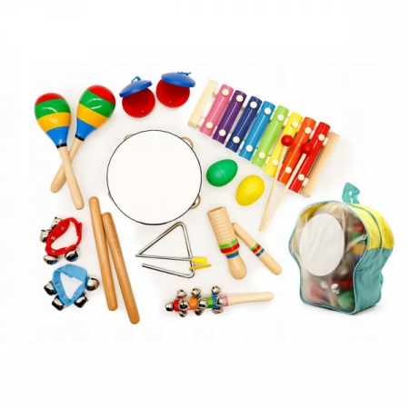 Jucarii copii si bebe - Set muzical din lemn Ecotoys MA01, 10 instrumente, Multicolor