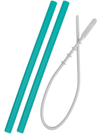 Pentru Bebe - Set paie si perie Minikoioi, 100% Premium Silicone –  Aqua Green